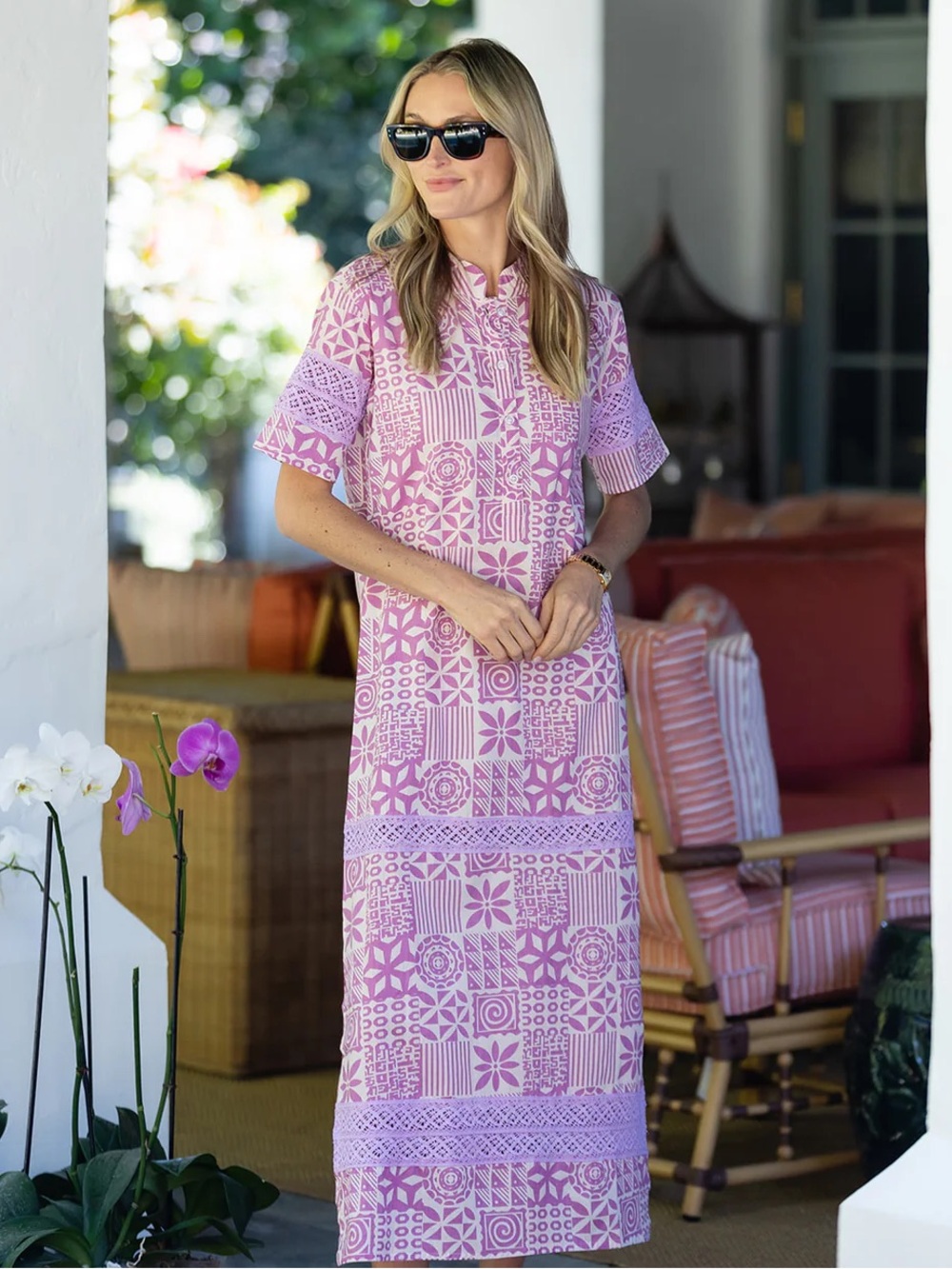 Julia Amory Majorelle Maxi Dress XS Cotton Resortwear Vacation Beach